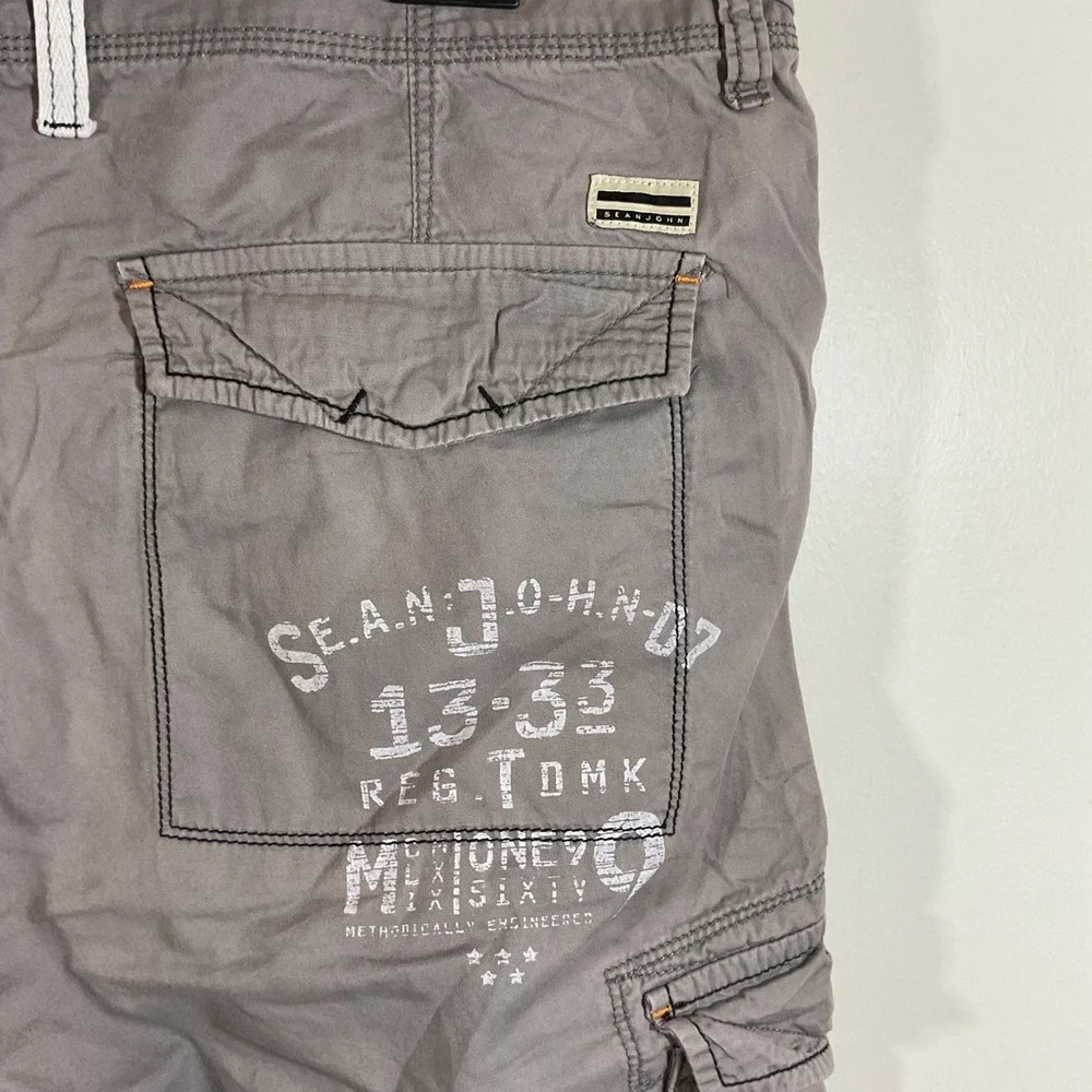 Sean John Men 38 Baggy Cargo Shorts Gray Relaxed Y2K Streetwear Hip Hop Utility